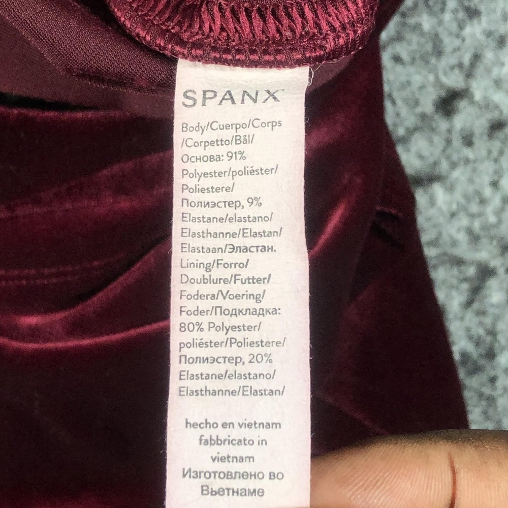 SPANX Velvet Leggings Womens M Red High‎ Rise Slimming Stretch Ankle Pull On - Picture 12 of 16